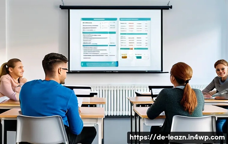 자기 주도 학습의 성과 측정 방법 - A modern classroom scene in Germany showing diverse adult learners engaged in self-reflection and se...
