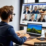 Home 20 자기 주도 학습의 사회적 측면 - A diverse group of young professionals and students engaged in a vibrant virtual learning session vi...