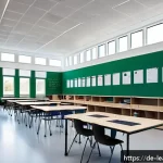 Home 23 자기 주도 학습의 실제 적용 사례 - A modern flexible classroom in a German school featuring movable desks and colorful seating islands ...