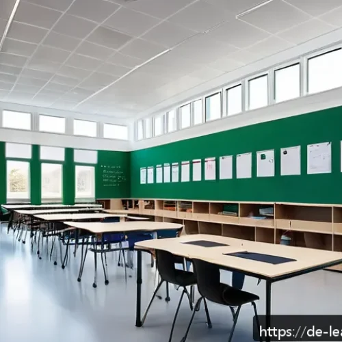Home 17 자기 주도 학습의 실제 적용 사례 - A modern flexible classroom in a German school featuring movable desks and colorful seating islands ...